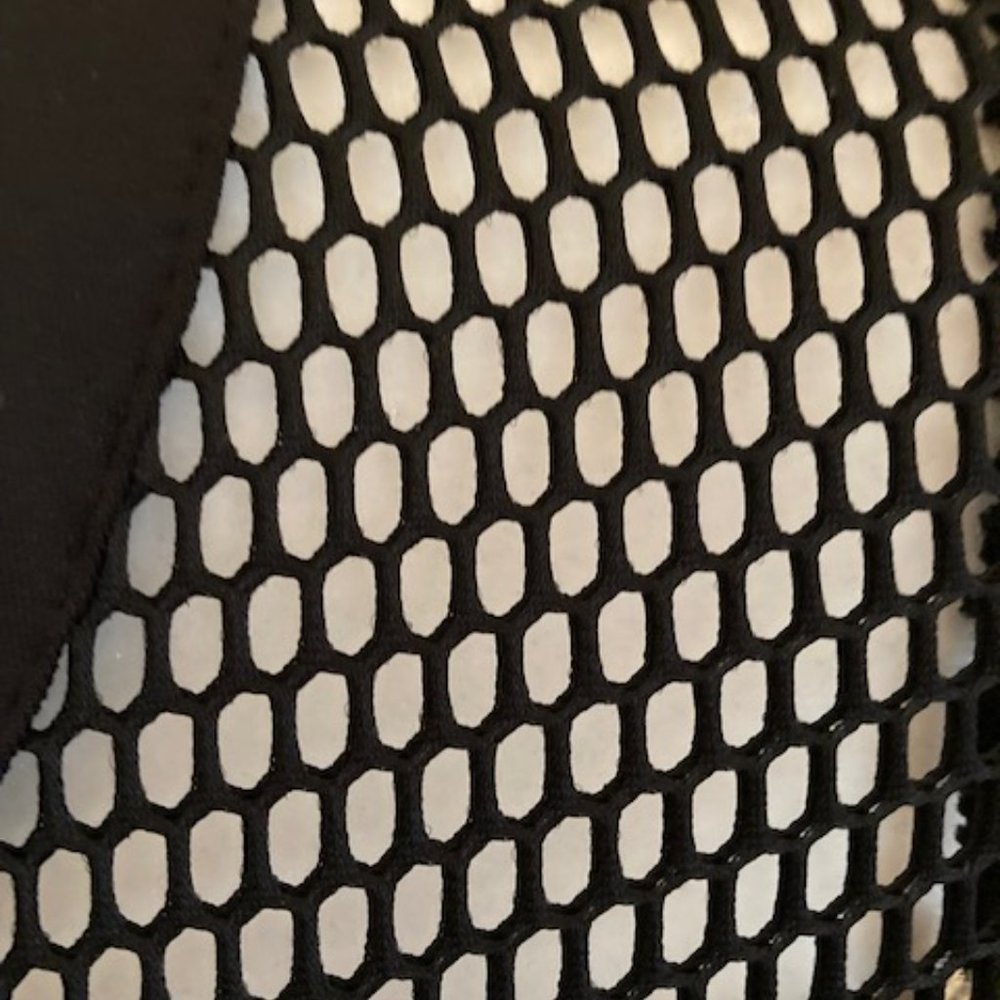 Black Mesh Zip-Front Peplum Jacket - Picture 6 of 8